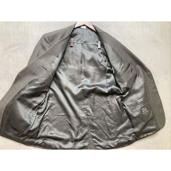 Jos A Bank Signature Collection Grey Plaid 43R 100% Wool Pants 36x29 - Picture 7 of 16